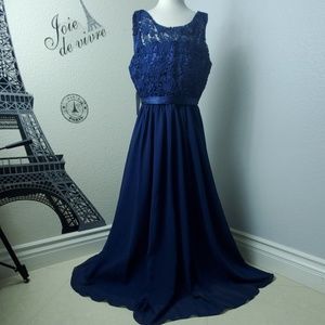 New Sleeveless Lace Chiffon Skirt Ankle Maxi Dress